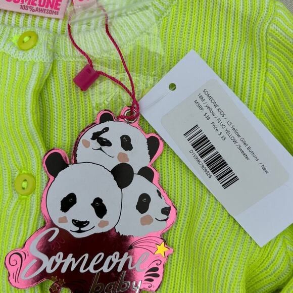 NWT Neon Yellow Baby Cardigan, Ribbed, Soft, Size 18 Months - Picture 5 of 5